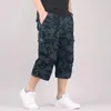 Knee Length Cargo Shorts Mens Summer Casual Cotton Multi Pockets Breeches Cropped Short Trousers Military Camouflage 220614