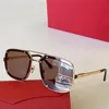 Metall-Sonnenbrille mit Gold-Finish für Herren 0194S, gebürstetes Champagner-Gold-Metall, polierte goldene schraubenförmige Lünette für Herren, schwarze Stegbügel, rechteckige Brille