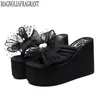 Bow Summer Woman Shoes Platform Slippers Wedge Beach Flip Flops High Heel Slippers voor vrouwen Brand Super High Ladies Shoes C24 Y200423