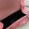 Evening Bags 2022 Winter Luxury Design Fashion Hourglass Pink Plush Faux Fur Bag Female Portable Single-shoulder Diagonal Clutch Satchels