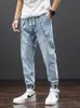 Plus Size Harem Jeans Men Stretched Denim Pants Streetwear Black Joggers Men Casual Baggy Jeans Trousers 6XL 7XL 8XL 220504