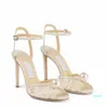 Famosi sandali da sposa scarpe bianco perla avorio pizzo tacchi alti open toe cinturino alla caviglia elegante abito da sposa pompe EU35-43