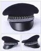 Men039s Military Balise Hats Flat Navy Captain Policeman Cap Security Uniformer Costume Cosplay Stage Performance Caps9442832