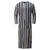 Men's T-Shirts Striped Muslim Dresses For Mens Long Sleeve Stripes Dubai Shirt Kaftan Thobe Robe Gown Straight Leisure Race Style Clothing 2
