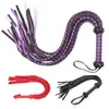 Fetish PurpleBlack Pu Leather Whip Flogger Handle Spanking Paddel Knout Flirt BdSM Vuxen Game Erotic Sexy Toys For Women Par