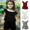 2020 New Solid Toddler Baby Girl Fashion Casual Tuta Summer Off Shoulder Tuta Singola G220521
