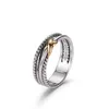 Rings Dy Twisted Two-Color Cross Ring Women Fashion Platinum Geplaatste zwarte Thaise zilveren hot verkopende sieraden
