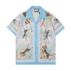 Moda Hawaii Floral Letter Print Beach Shirts Men's Designer Silk Bowling TShirt Casual Shirts Men Summer Short Sleeve Dress Shirt M-3XL