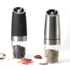 Elektrische automatische molenpeper en zoutmolen LED -licht Peper Spice Korrel s porselein slijpen kern keukengereedschap 220510