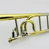 Nieuwe aankomst BB/F Trombone Brass vergulde professioneel muziekinstrument echte foto's met case