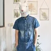 Men's Jeans Summer Short Sleeved One Piece Men Jumpsuits Single Breasted Denim Overalls Boys Knee Length Shorts Ripped Washed TrousersMen's