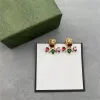 Boucles d'oreilles en diamant de couleur brillante, breloque tête de tigre en strass avec timbres, 2 façons de porter, boîte-cadeau en cristal coloré