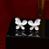 Stud luksus INS Exquipite Butterfly Pearl kolczyki dla kobiet 14K prawdziwy złoty urok piękny kolczyki