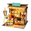 Creative Chinese Diy Cabin Trähand monterad Street View Theatre Diy Decoration Food and Play Model