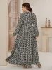 Plus Size Vestidos 2022 Abaya Outono Mulheres Mulheres Lady Grande Moda Elegante Stitching Ramadan Maxi Dress CN (Origem)