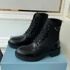 2023 Designer Homens Botas Primavera Monolith Matte Couro Destacável Nylon Bolsa Combate Sapatos Nylon Hailf Ao Ar Livre Fundo Grosso Mulheres Ankle Boot 35-46