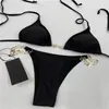 Femme Swimwear G Chain Designer Bikini Set 2 pièces Suite de baignade String Black Girl Suite sexy Fashion Pink Triangl Tankini Cover Push Up Summer Bathing