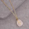 Collier croix en pierre naturelle pour femme Chaînes en or Bijoux fantaisie pour femme volonté et sable