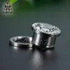 KUBOOZ Stainless Steel Diamond And Zircon Ear Plugs Tunnels Earring Gauges Body Jewelry Piercing Stretchers Expanders Whole 6m7489482