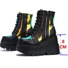 Fashion Wedges Boots For Women Ladies Shoes Zipper Increased Goth Platform Boot Color Changing Punk Shoes Woman Ankle Boots 201031