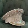 Berretti da donna con paillettes che bruciano argento sposa cappello militare fatto a mano marinaio capitano sergente festa di compleanno parte cappelloberretti2647872