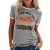 女性用Tシャツの女性サマーレター印刷半袖シャツカジュアルチュニックトップスブラウスウーマンズ