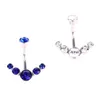 5 Crystals Belly Button Rings for Women Girls 316l Surgical Steel Curved Navel Barbell Dangled Body Jewelry Piercing