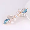 Large Pearl Rhinestone Barrettes Spring Clip Color Flower Alloy Hairgrips Boutique Fashion Wild Hair Accessories For Women 9x3cm