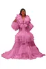 Robes de bal de maternité Sheer Tulle Photo Robe Manches plissées Mesh Puffy Photoshoot ou Babyshower Robe pour femme enceinte