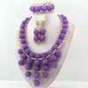 Серьги Ожерелье красивые африканские бусинские украшения стиль стиль нигерийской свадьбы Purple Ball HD8578Earrgs