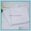 Handkerchief Home Textiles Garden Ll 100% Cotton White Male Table Satin Hankerchief Towel Square Knit Sweat-Absorb Dhoze