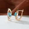 Stud Champagne Gold Color Wedding Earrings Pear Cut Aqua Blue Zircon Luxury Crystal Water Drop Stone For Women GiftStud Dale22 Farl22