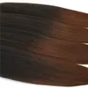 Hunman Saç Bulkları Kolay Örgü Sentetik Ombre Pre Gerilmiş Örgü Saç Uzantıları Yumuşak Düz Düşük Sıcaklık