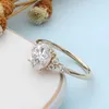 CxSjeremy Solid 14K 585 옐로우 골드 6 * 8mm 15ctw 타원형 Moissanite 약혼 반지 결혼식 신부 기념일