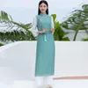 Etniska kläder kvinnor eleganta ao dai långärmad sommarvietnam klänning 2022 retro stativ krage cheongsam kostym asiatiska kläder te qipao ta2391