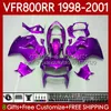 Body Kit For HONDA Interceptor VFR 800RR 800 CC RR ALL Purple VFR800RR 1998 1999 2000 2001 Bodywork 128No.91 VFR-800 800CC VFR800R 98-01 VFR800 RR 98 99 00 01 Fairing