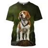남자 티셔츠 동물 개 beagle 3d 프린트 캐주얼 힙합 짧은 소매 재미 목 티 티 탑 남자 여자 t 셔츠맨스