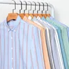Camisas masculinas Camisas de algodão puro Oxford Camisa xadrez listrada