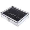 7A+TM Watch Professional 12 Grid Slots Jewelry Watches Display Storage Square Box Case Aluminium Suede Inside Container Jewelry Organizer