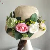 Evening Bags For Women Summer Rattan Weaving Bag With Straw Hat Holiday Beach Ladies Flower Basket Beige Purse