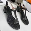 Men's women's leather sandals fashion letters metal buckle stripe sewn slippers comfortable heel 4.5cm luxury show party beach shoes deliver