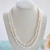 Chaînes collier noué à la main naturel 8-9mm blanc perle d'eau douce chaîne de chandail Baroque 54 pouces pour les femmes mode bijoux chaînes