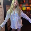 Women039S tshirt Autumn Women39S Casual White Sparkling Long Tshirt Dress Coat Women Fashion Folorful Sequined Cardigan Ove4163042