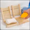 Soap Dishes Bathroom Accessories Bath Home Garden Wooden Natural Tray Holder Hollow Rack Plate Container Shower Drop Delivery 2021 Urx7S