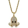 Подвесные ожерелья Hip Hop Bling Out Cz Stone Gold Color Animal Octopus Мужчины подвески для ювелирных из ювелирных изделий мужского рвота