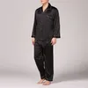 Oeak Mens Fashion Spring and Summer Classic SatinPajamaセット2ピース新しいソリッドカラー長袖シャツスパントカジュアルスリープウェアT200813