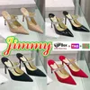 Diseñador London Jimmy Dress Shoes Sandalias Mujeres Stiletto Heel Fiesta de boda de lujo Tallones altos Slingbacks Correa de cristal zapatos zapatillas Tobogán Tobogán