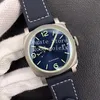 44 mm tytanowe zegarki Mężczyźni Watch Męskie automatyczne P.9010 Super Luminova Luminous Marina 1117 Officeine vs Sport Calendar VSF Factory Pam Blue Dial Na rękę