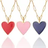 Pendant Necklaces Enamel Heart Love Cute Necklace For Women Romantic Woman's Long Stainless Steel Hiphop Punk Choker Collares Fashion 20