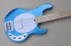 Metai Blue Guitare basse électrique 4 cordes avec Pickguard White Pearl